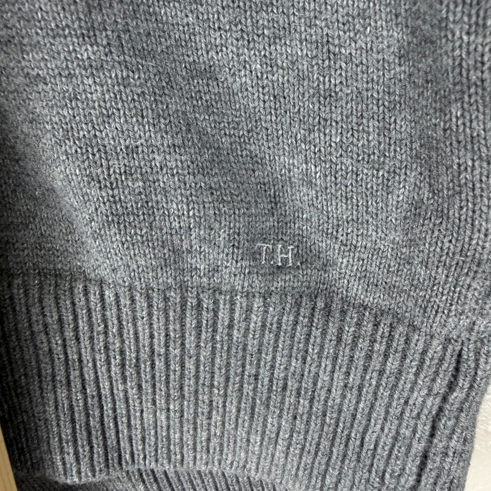 Tommy Hilfiger Womens Gray Shawl Collar Cotton Blend Knit Sweater Size L - Picture 3 of 7